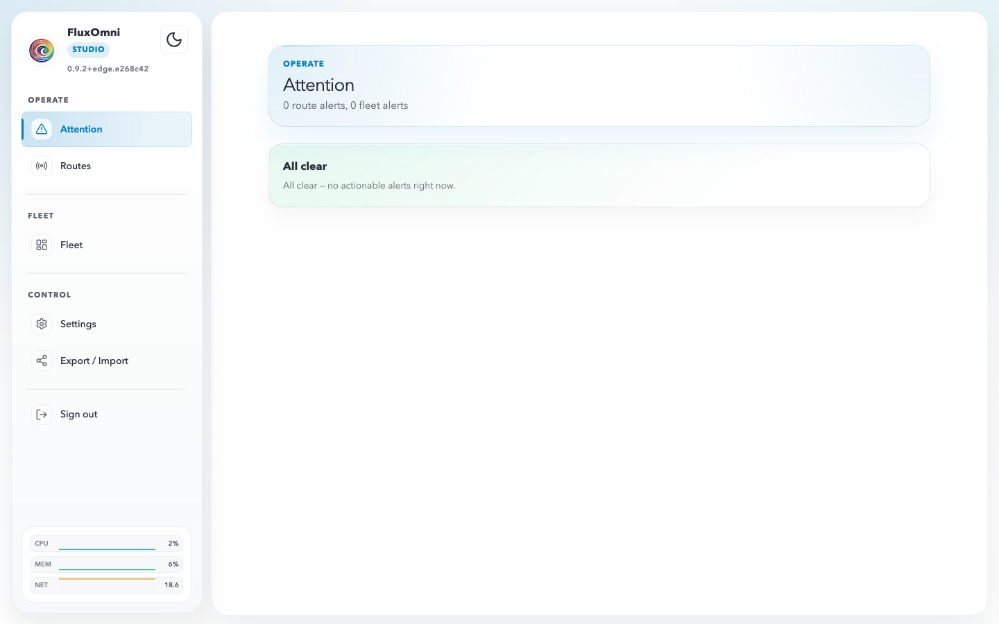 Attention feed with alerts across all routes